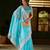 Skyblue jimmy choo fabric saree with multi thread embroidered work for women