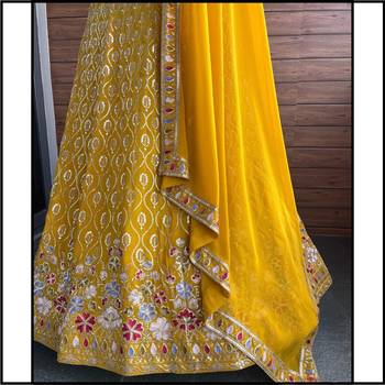 Yellow georgette lehenga choli 3