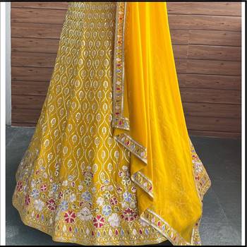 Yellow georgette lehenga choli 5