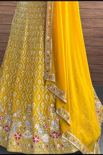 Yellow georgette lehenga choli