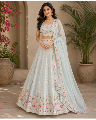 light sky blue georgette Lehenga Choli 1