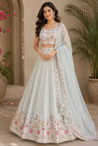 light sky blue georgette Lehenga Choli