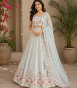 light sky blue georgette Lehenga Choli