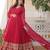 Red faux georgette readymade anarkali suit with embroidery & sequin  work