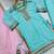 Sky mint sequins & zari embroidered organza silk sharara suit set with organza dupatta