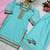 Sky mint sequins & zari embroidered organza silk sharara suit set with organza dupatta