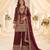 Red real chinon readymade sharara salwar suit - full stitched