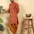 Silk blend jacquard maroon kurta with mustard elastic dhoti