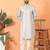 Cotton silk embroidered thread work cream kurta with trouser