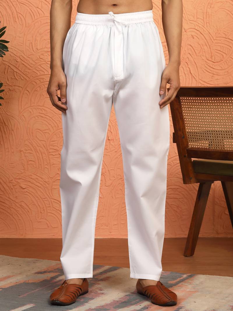 Floral printed cream cotton kurta and pyjamas