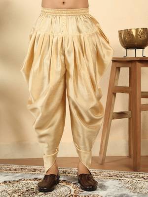 Silk blend jacquard geometric maroon kurta with beige elastic dhoti 5