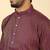 Silk blend jacquard geometric purple kurta with beige elastic dhoti