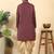 Silk blend jacquard geometric purple kurta with beige elastic dhoti