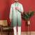 Cotton silk ombre mirror work green kurta with trouser
