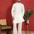 japanese fabric yoke design cream kurta with bell bottom pant
