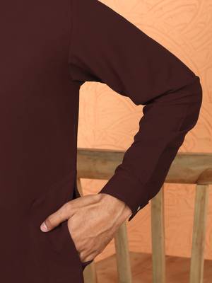 japanese fabric yoke design wine kurta with bell bottom pant 5