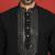 japanese fabric yoke design black kurta with bell bottom pant