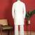 japanese fabric yoke design cream kurta with bell bottom pant