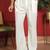 japanese fabric yoke design cream kurta with bell bottom pant