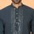 japanese fabric yoke design blue kurta with bell bottom pant