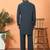 japanese fabric yoke design blue kurta with bell bottom pant