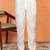 Cotton silk floral printed anchor neck work cream kurta set with white silk trouser