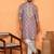 Silk jacquard embroidered woven design straight mauve kurta with white trouser