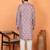 Silk jacquard embroidered woven design straight mauve kurta with white trouser