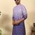 Ombre printed mandarin collar straight mauve kurta with pyjamas