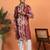 Floral printed maroon cotton kurta with pyjamas