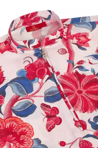 Floral printed pink cotton kurta with pyjamas