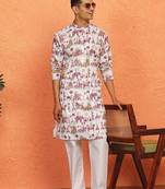 Tradition printed cotton long kurta with pyjamas