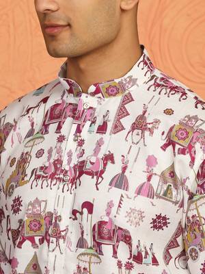 Tradition printed cotton long kurta with pyjamas 2