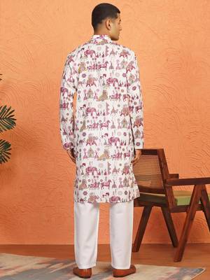 Tradition printed cotton long kurta with pyjamas 3