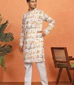 Tradition printed cotton long kurta with pyjamas
