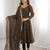 Brown crunchy silk blend gown set with jacquard chanderi dupatta