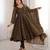 Brown crunchy silk blend gown set with jacquard chanderi dupatta