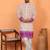 Cotton blend floral printed chikankari purple kurta with elastic pyjama