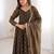 Brown crunchy silk blend gown set with jacquard chanderi dupatta