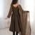 Brown crunchy silk blend gown set with jacquard chanderi dupatta