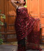 Black Color sequins And Embroidery Work  Faux Georgette Saree