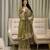Olive nc moss silk blend kurti palazzo set with embroidered dupatta