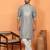 Silk jacquard embroidered floral design straight grey kurta with white trouser