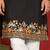 Floral embroidered cotton silk yoke design black kurta & trouser pant set with matching stole