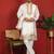 Floral embroidered cotton silk yoke design white kurta & trouser pant set with matching stole
