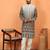 Cotton silk ombre embroidered daman work brown kurta with cream silk trouser
