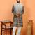 Cotton silk ombre embroidered daman work green kurta with cream silk trouser