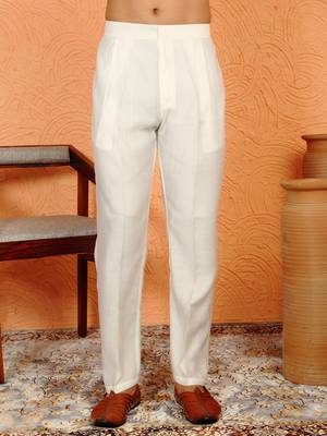 Cotton silk ombre embroidered daman work green kurta with cream silk trouser 4
