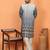 Cotton silk ombre embroidered daman work grey kurta with cream silk trouser
