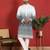 Cotton silk floral embroidered grey kurta with trouser